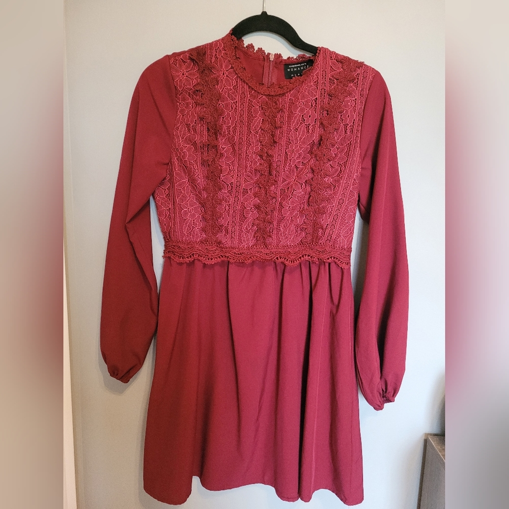 WOMANCE BURGUNDY DRESS SMALL